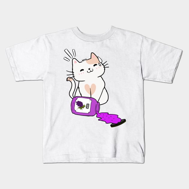 Naughty Persian Cat Spills a jar of grape jam! Kids T-Shirt by Pet Station